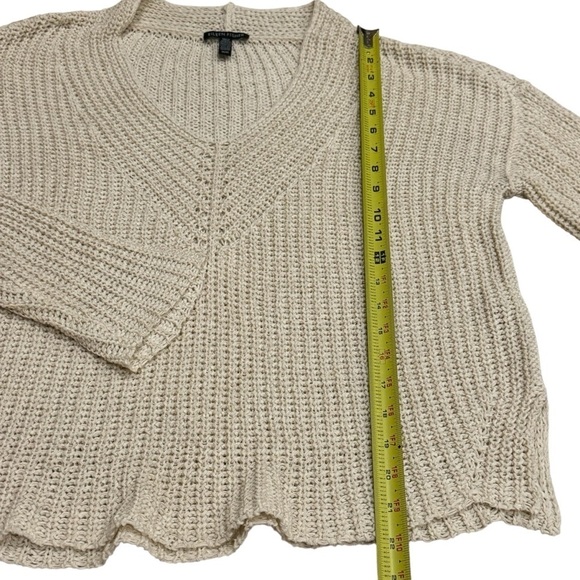 Eileen Fisher Ivory Knit V-Neck Long Sleeve Blouse Organic Linen Blend Size M - Picture 11 of 11